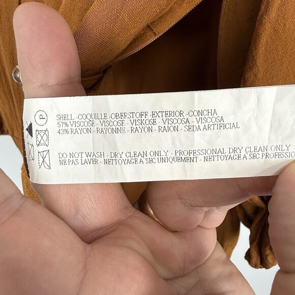 Capulet 3/4 Sleeve Ankle Jumpsuit size Medium V Neck Rust Brown Rayon - Picture 10 of 11